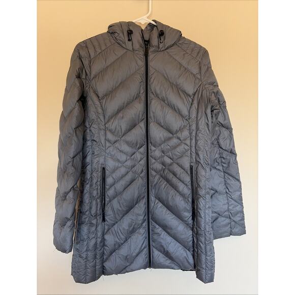 BCBGeneration Gray Grey Ultra Lightweight Packable Down Hooded Coat Jacket Small - Picture 1 of 7